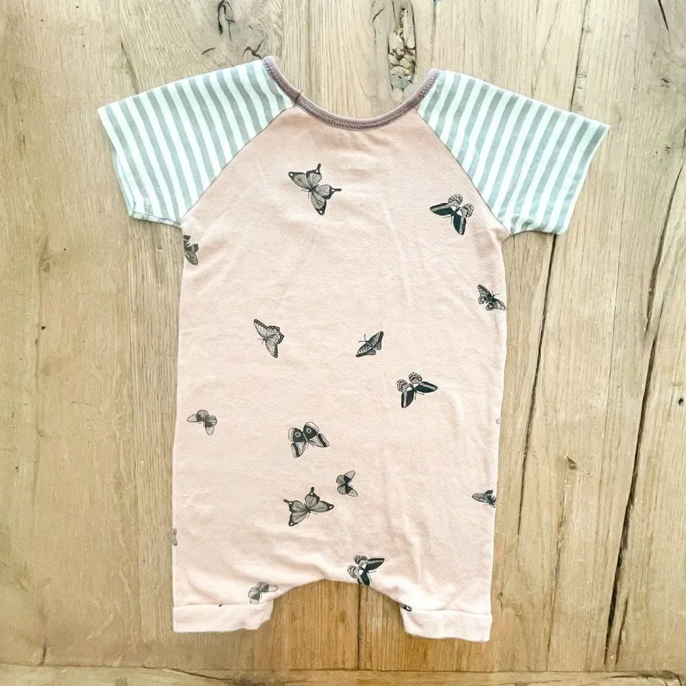 Rags Striped Sleeve Butterfly Romper, Size 12-18M